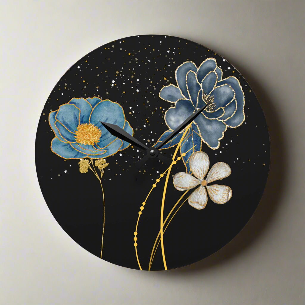 floral Night Acrylic Wall Clock