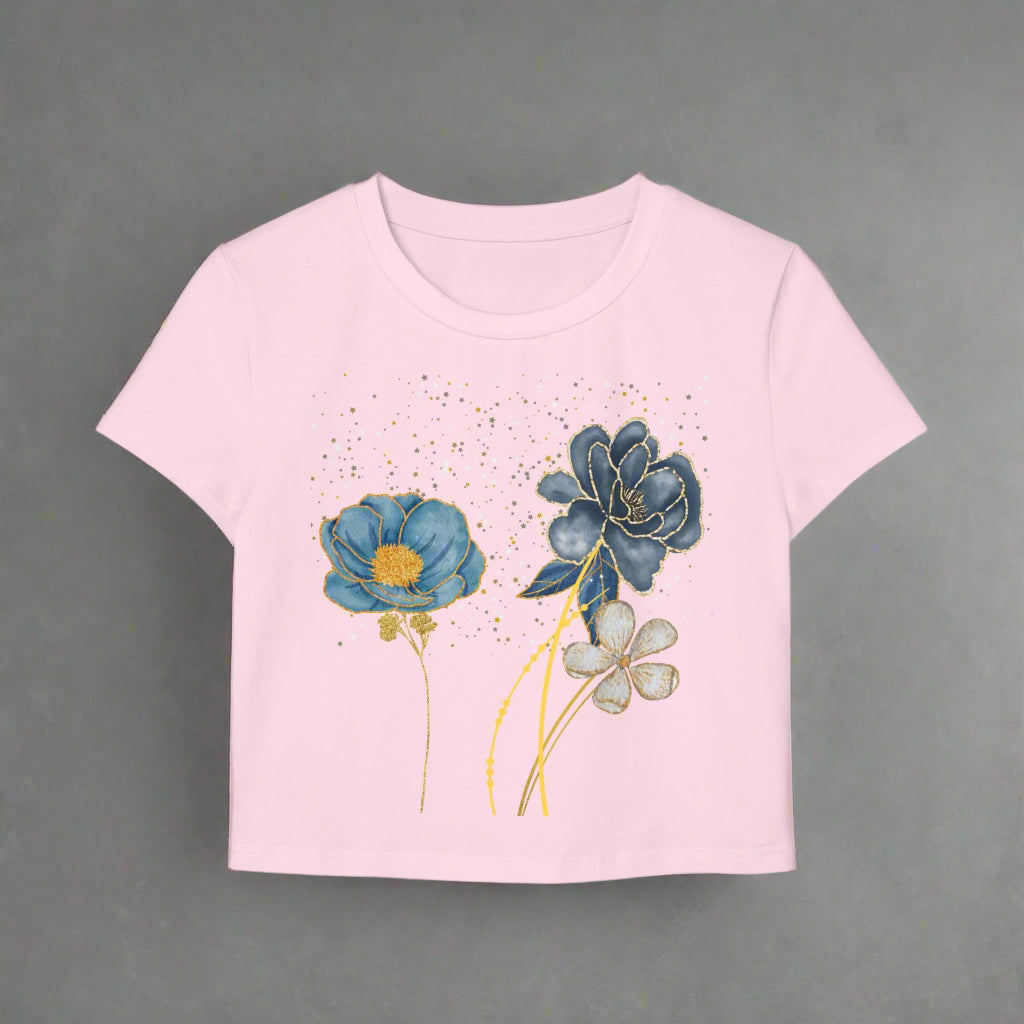 Floral Night Crop Top / Baby Tee