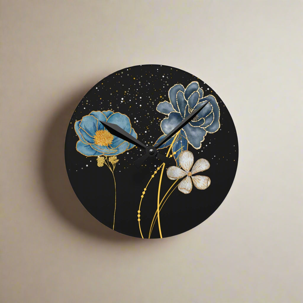 floral Night Acrylic Wall Clock
